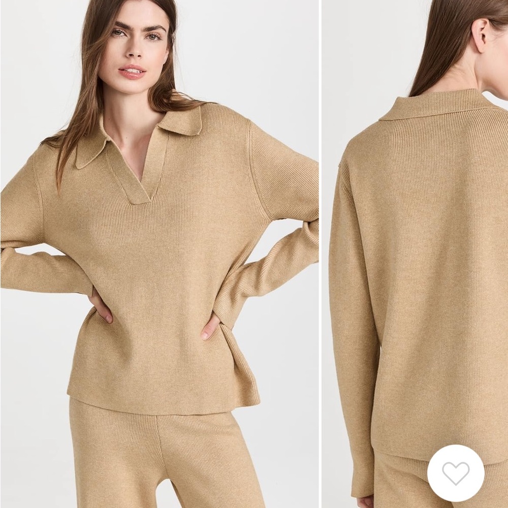 English factory knit wide pants and polo collar knit sweater - selling as a set